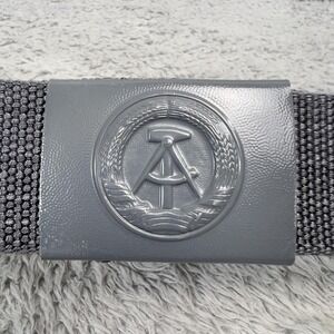 Vintage East German NVA Gray Web Belt DDR Military Buckle Germany Adjustable